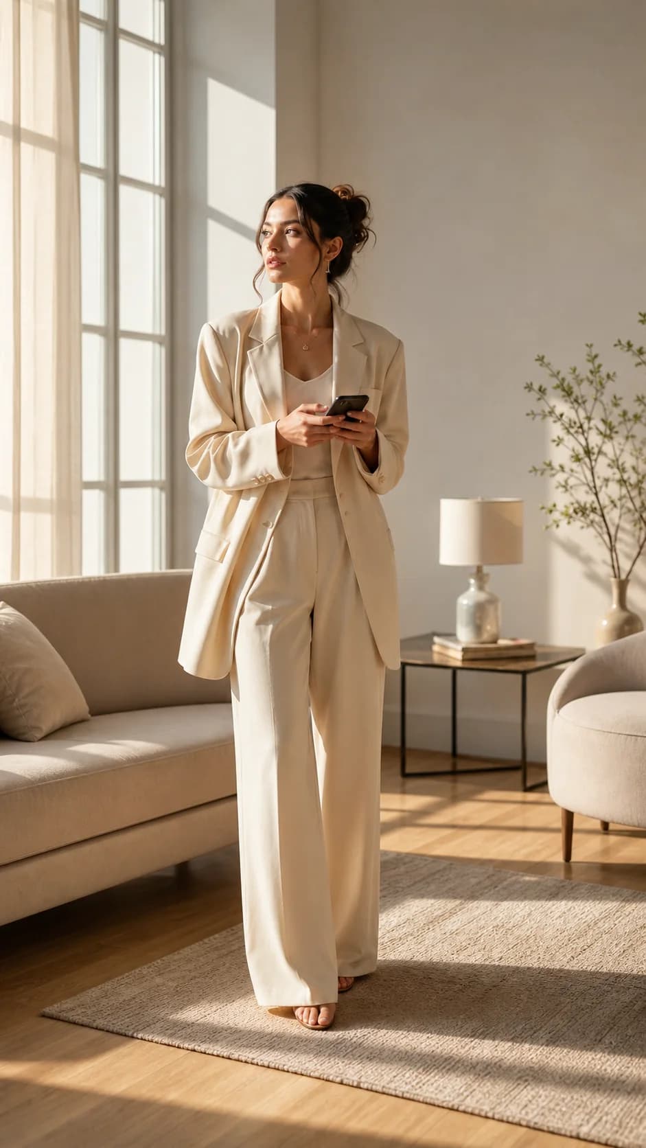 Model in a light outfit featured in a fashion try-on video cover